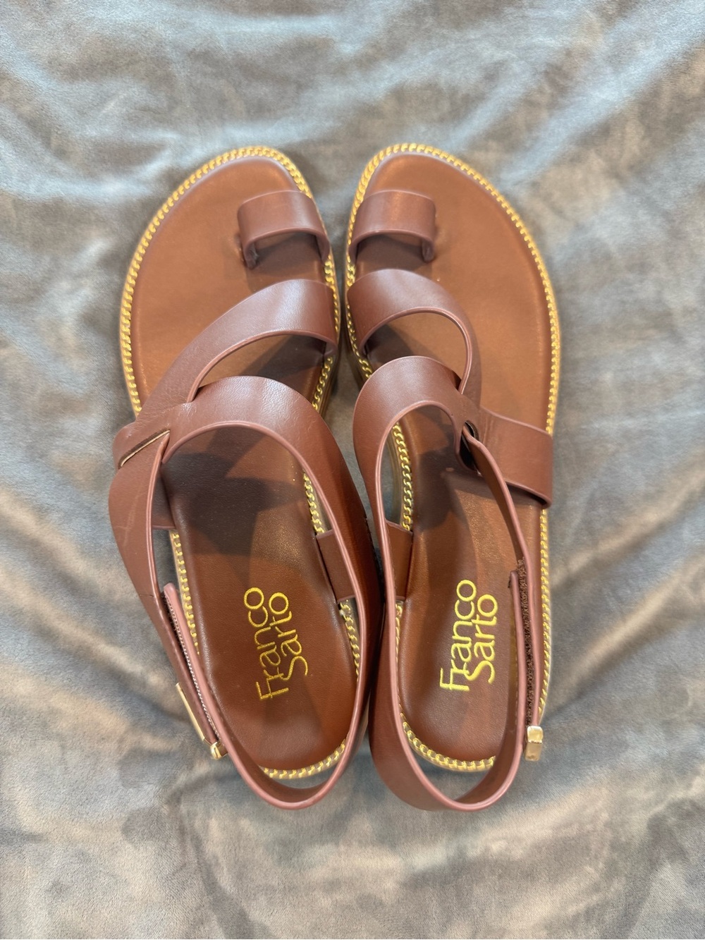 Franco Sarto Sandals - Brown Leather Ankle Strap - Size 7.5 - Picture 2 of 5